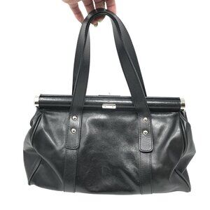 Carlo Pazolini Black Leather Tote Bag Red Satin Interior Toggle Made In Italy